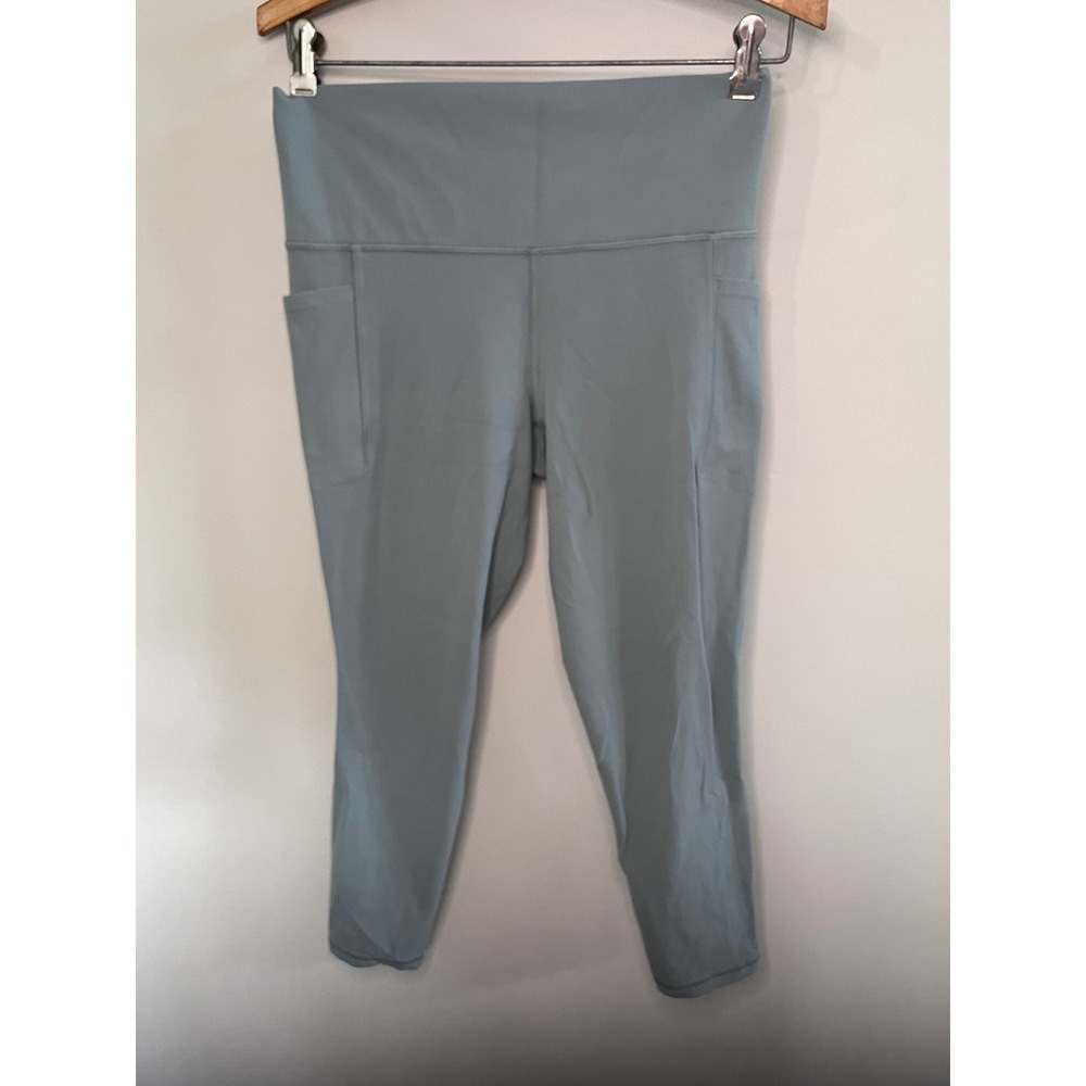 Athleta Salutation Stash Pocket II 7/8 Leggings Light Blue Grey Powervita‎ Yoga